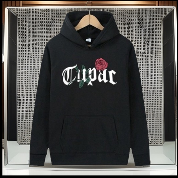 2-Pac Shakur TUPAC 🌹 Hoodie Pullover Long Sleeve Sweatshirt Unisex Shirt - Picture 2 of 3